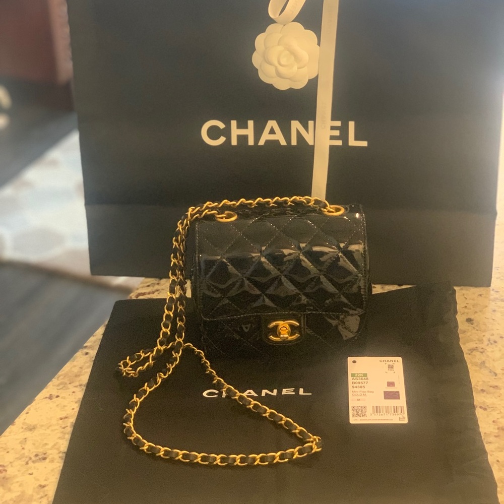 SOLD-Chanel black patent bag - Cruise Collection